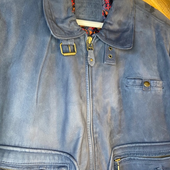 Mixed Blues | Blue Gen Leather Bomber Jacket | M - Picture 14 of 14